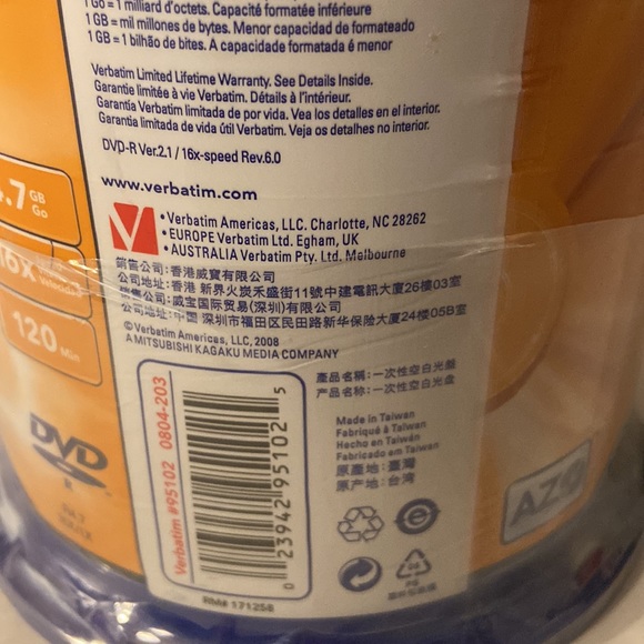 Verbatim New 100 Pack DVD-R Discs - Picture 8 of 10